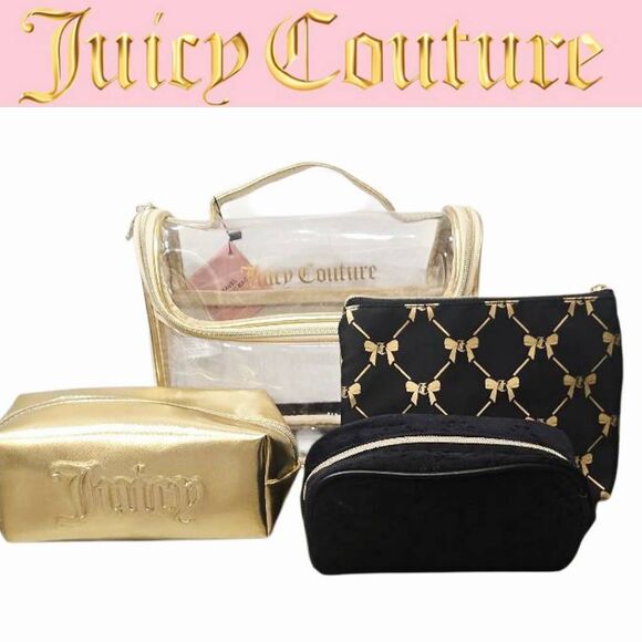 Juicy Couture 4PC Logo Bows & Hearts Cosmetic Case - Picture 1 of 9
